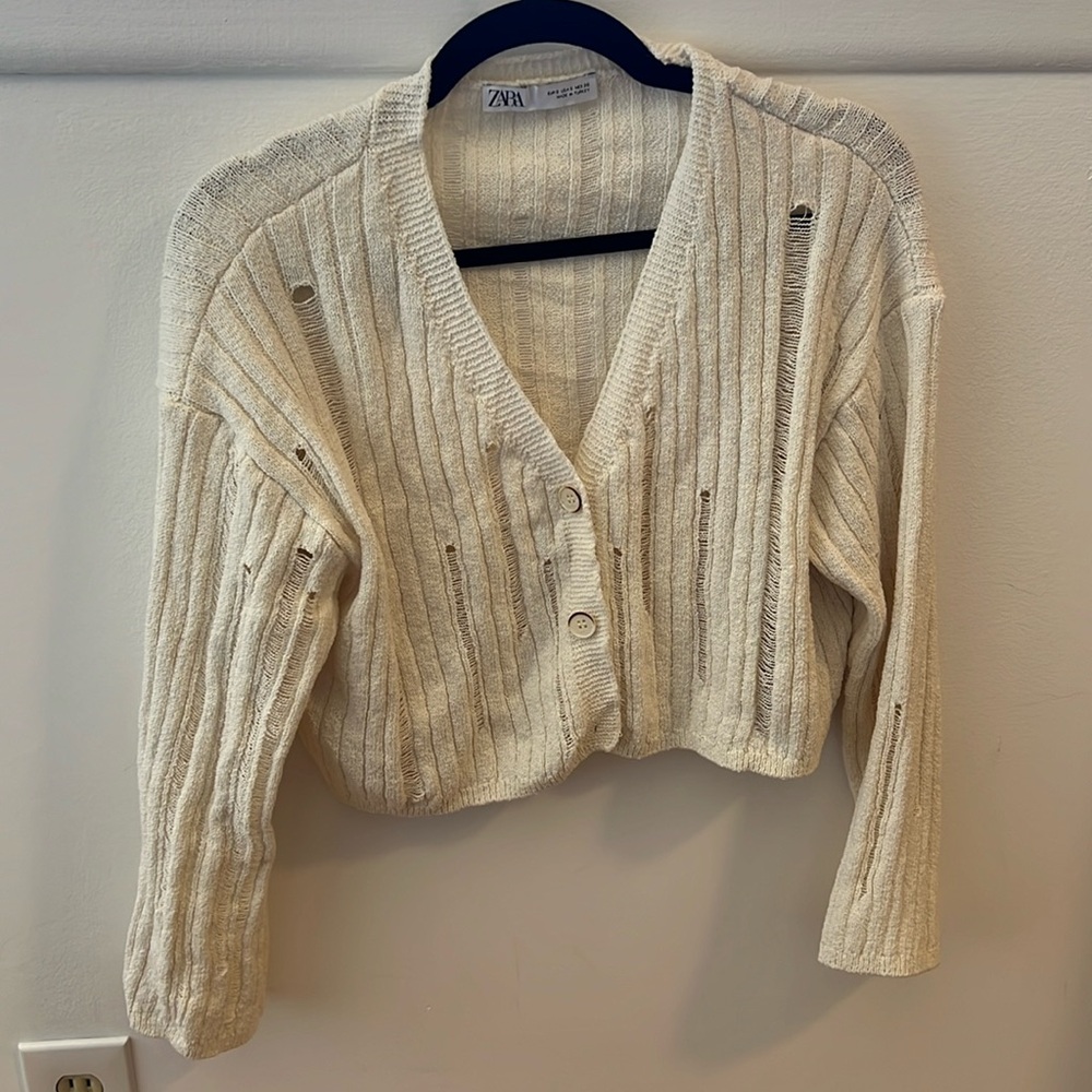 Zara crop top crochet knit sweater
